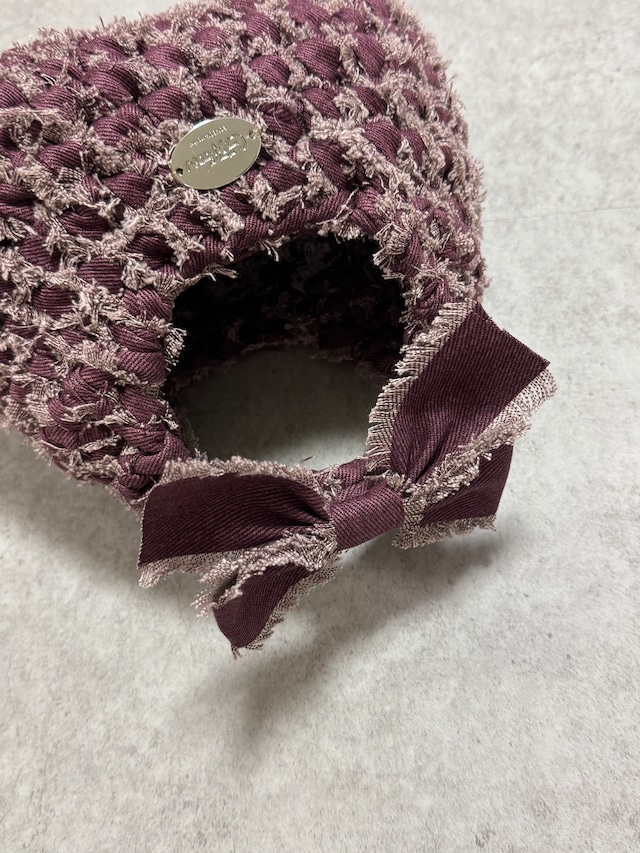 triangle denim ribbon bag medium / red