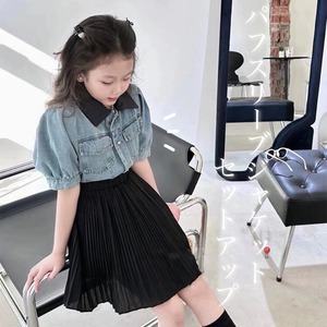 パフスリーブデニムジャケットセットアップ