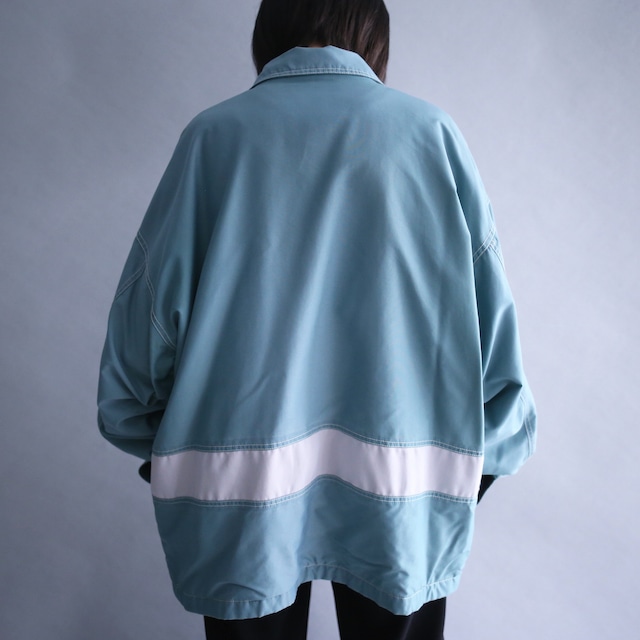 pastel good coloring gimmick design loose silhouette zip-up nylon jacket
