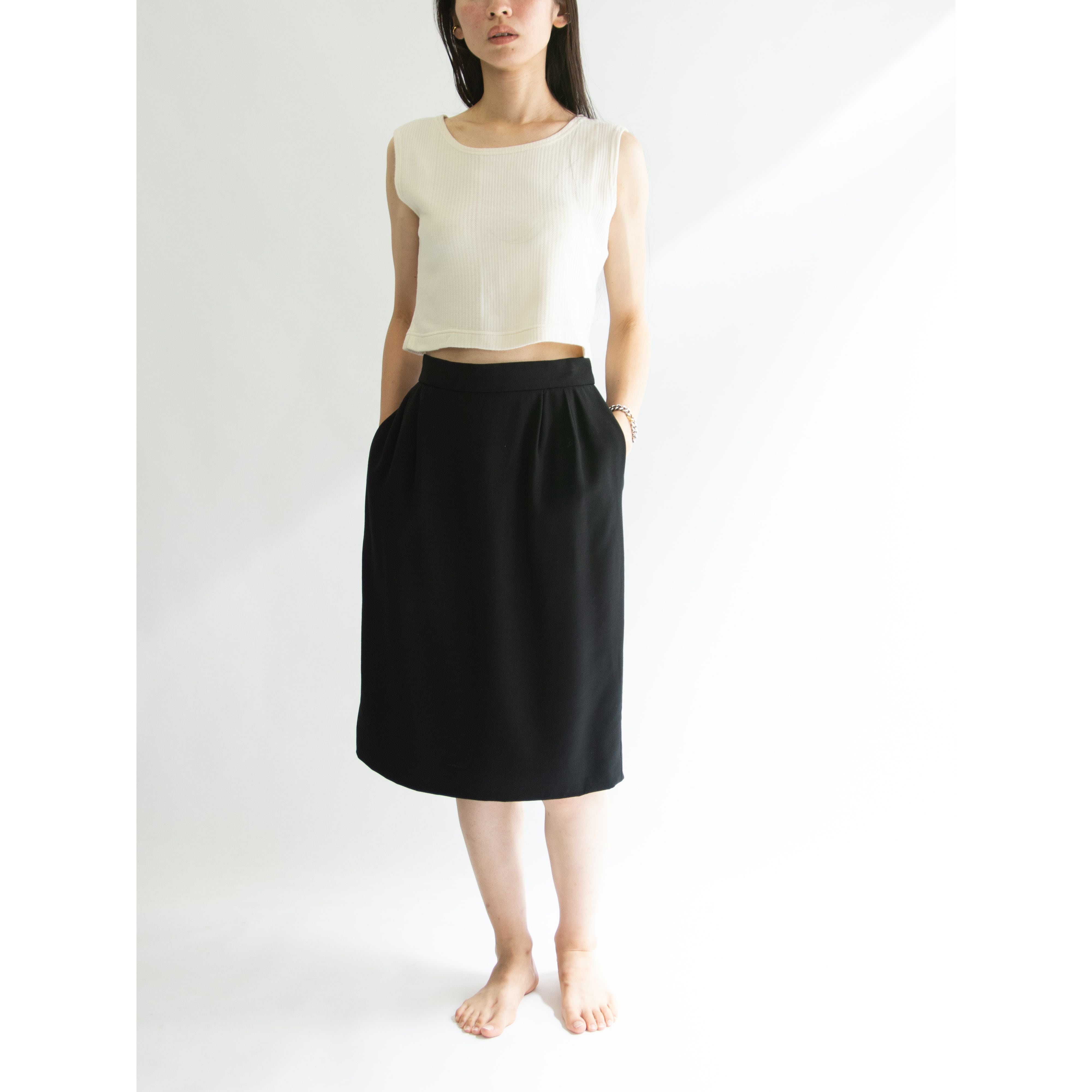 【YVES SAINT LAURENT】100% Wool 2Tuck Skirt（イヴ・サンローラン ツータックウールスカート）