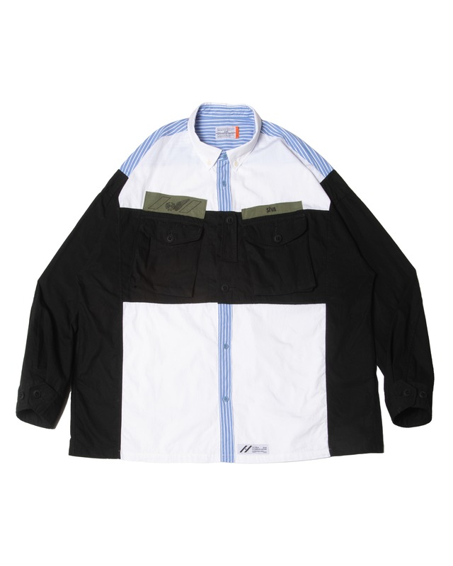 PASTED SOLDIER95 BUTTONDOWN OVERSIZED SHIRTS / SIVA