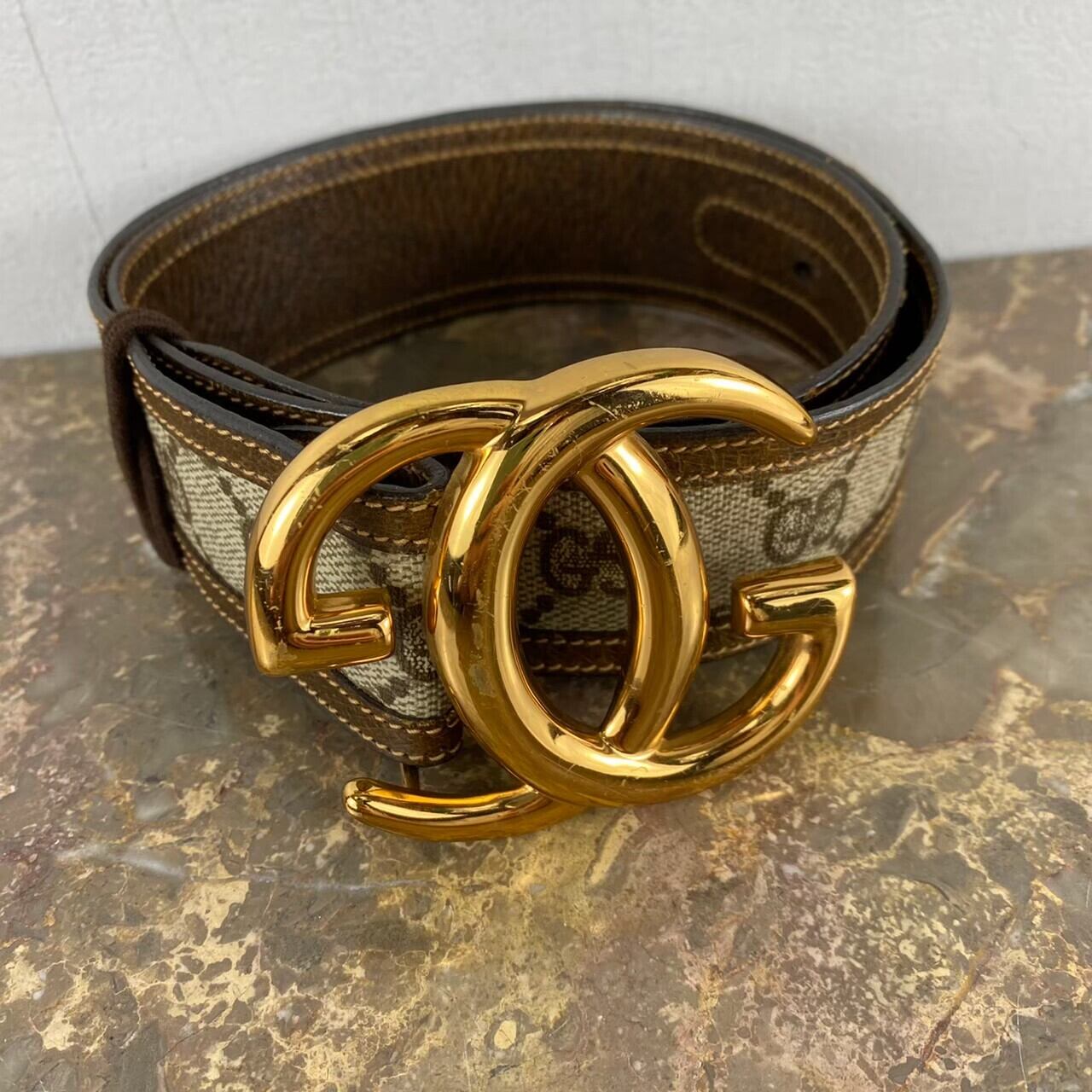 OLD GUCCI GG PATTERNED LOGO BUCKLE BELT MADE IN  ITALY/オールドグッチGG柄ロゴバックルベルト2000000052397 | Titti Clothing