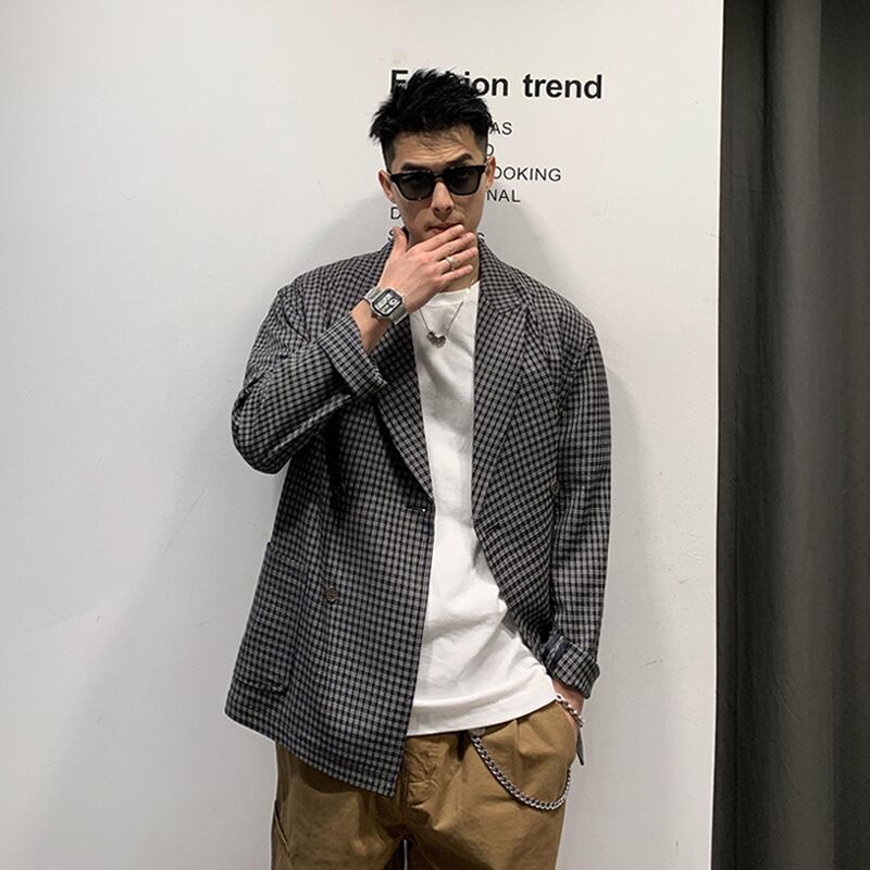 格子柄ジャケット スタイルヴィンテージカジュアル ストリート ビンテージ Xu_Tailang96680120773