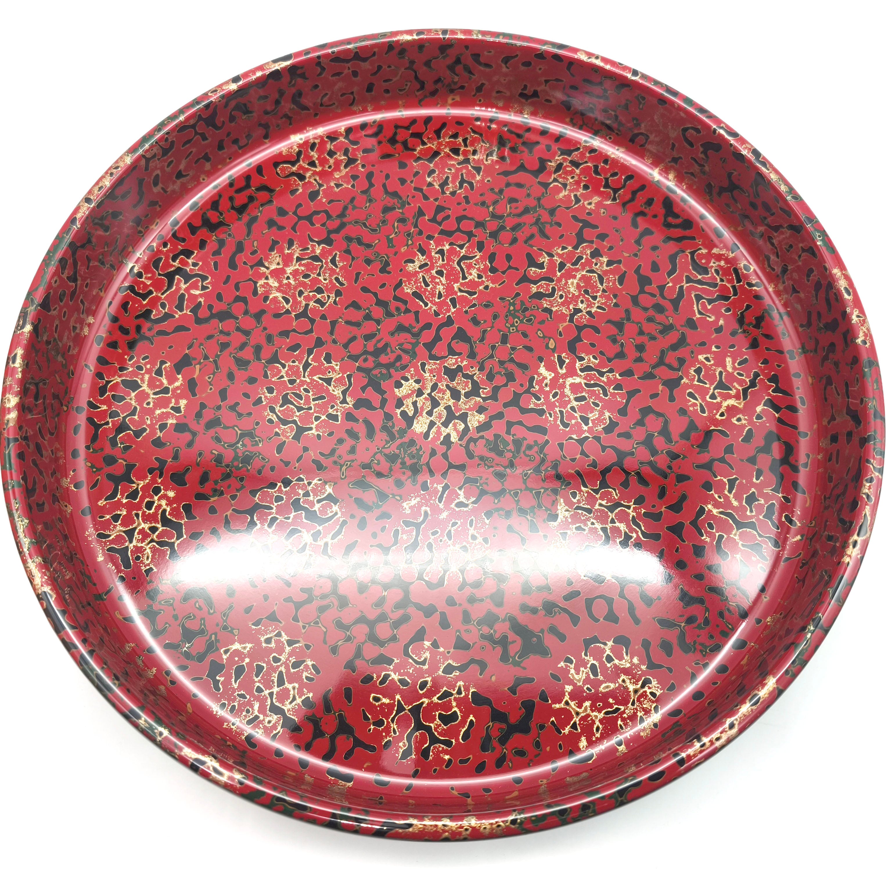 津軽塗（唐塗）バカ塗り・丸盆・お盆・トレー・漆器・伝統工芸・No