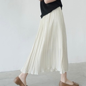 pin dot pattern pleats skirt N20457