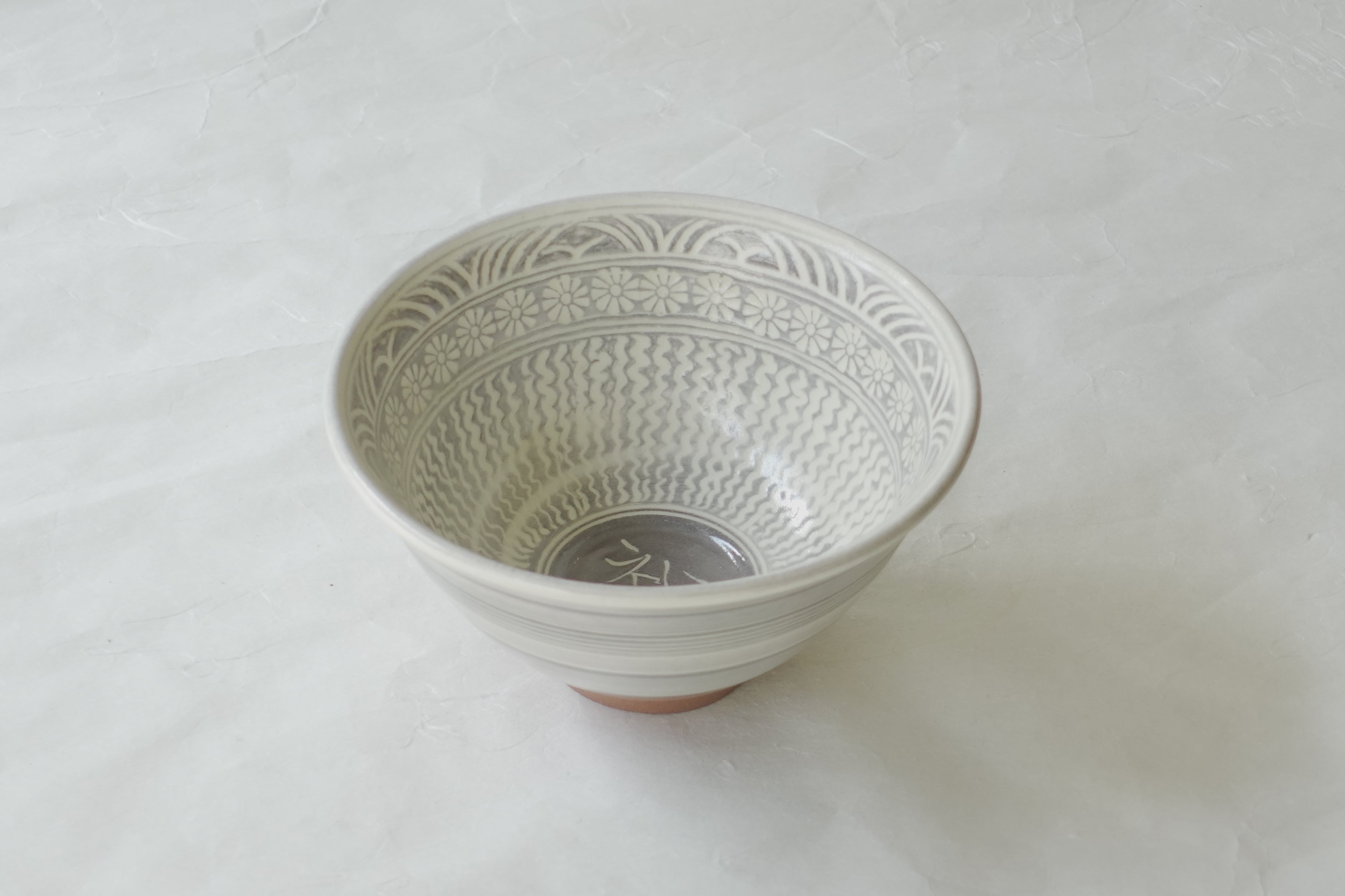 A1381-3/美濃焼/水野裕巳/魯山人写し三島風茶碗5客/共箱/茶器/懐石道具 50fa5698c7fa4a780503b34458fc36