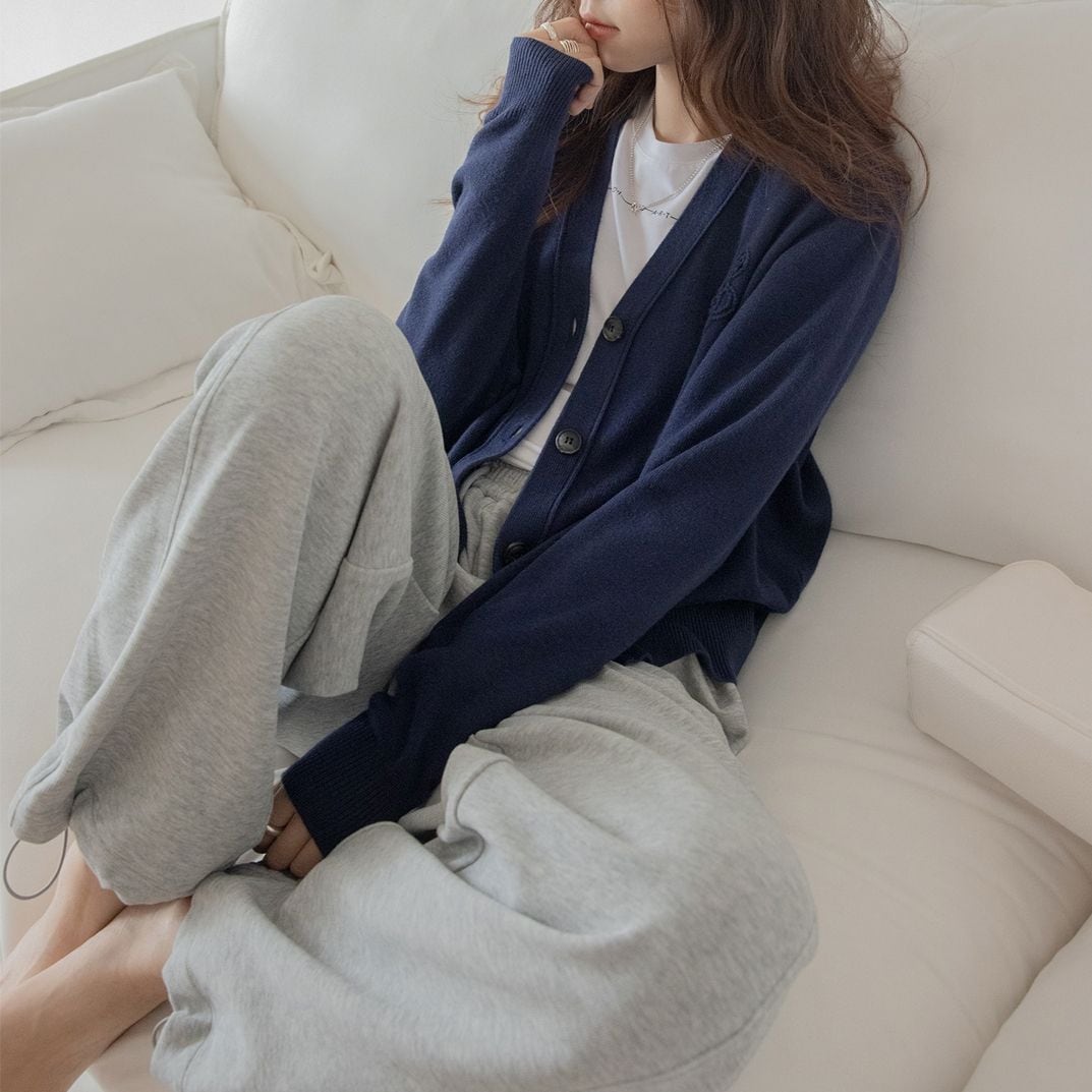 Vネックブレンドカーディガン 4color TO1155