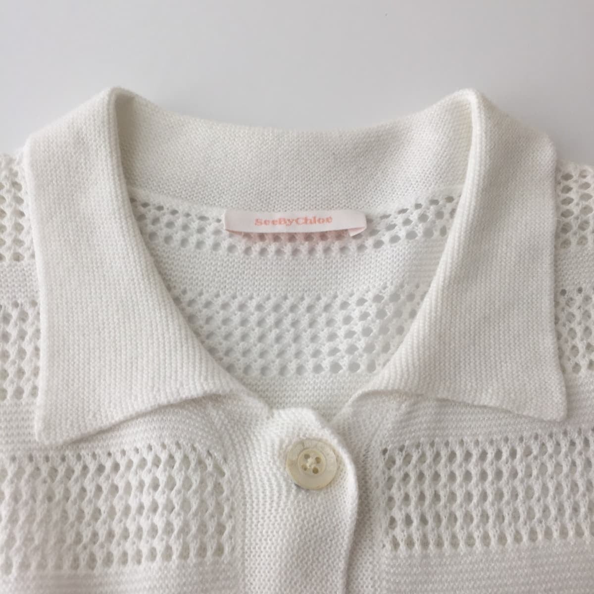 See By Chloe シー バイ クロエ メッシュ半袖ニットカットソー 襟 