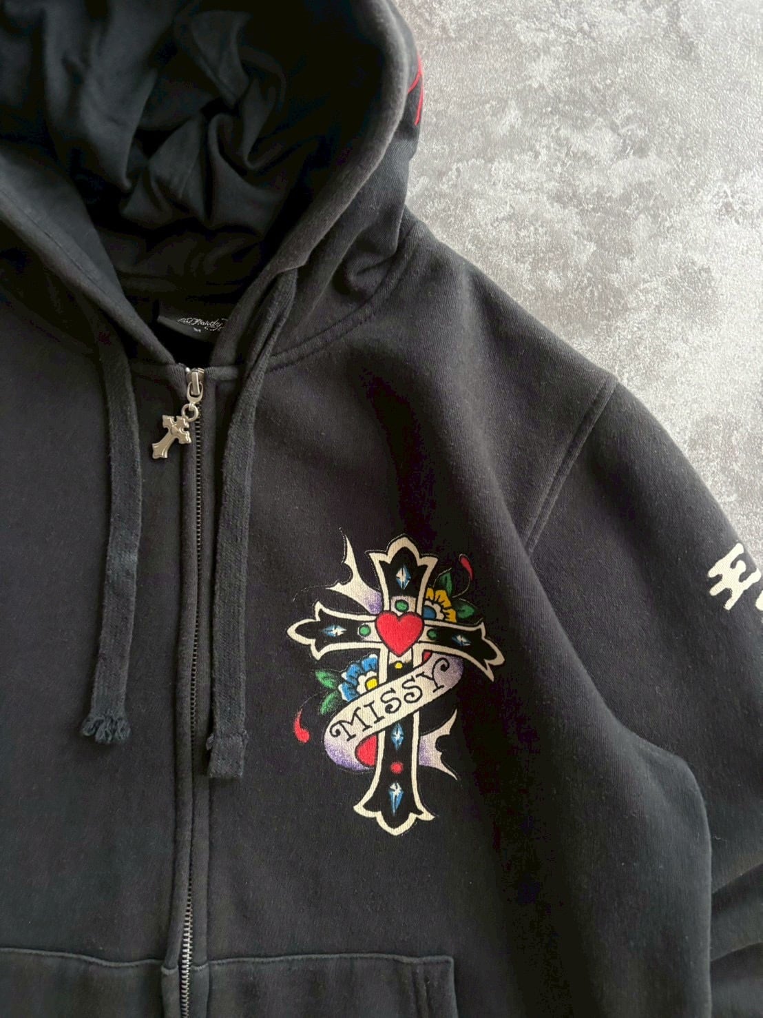 Ed Hardy Love Cross Tattoo Zip Hoodie | DIVERSITY-VINTAGE