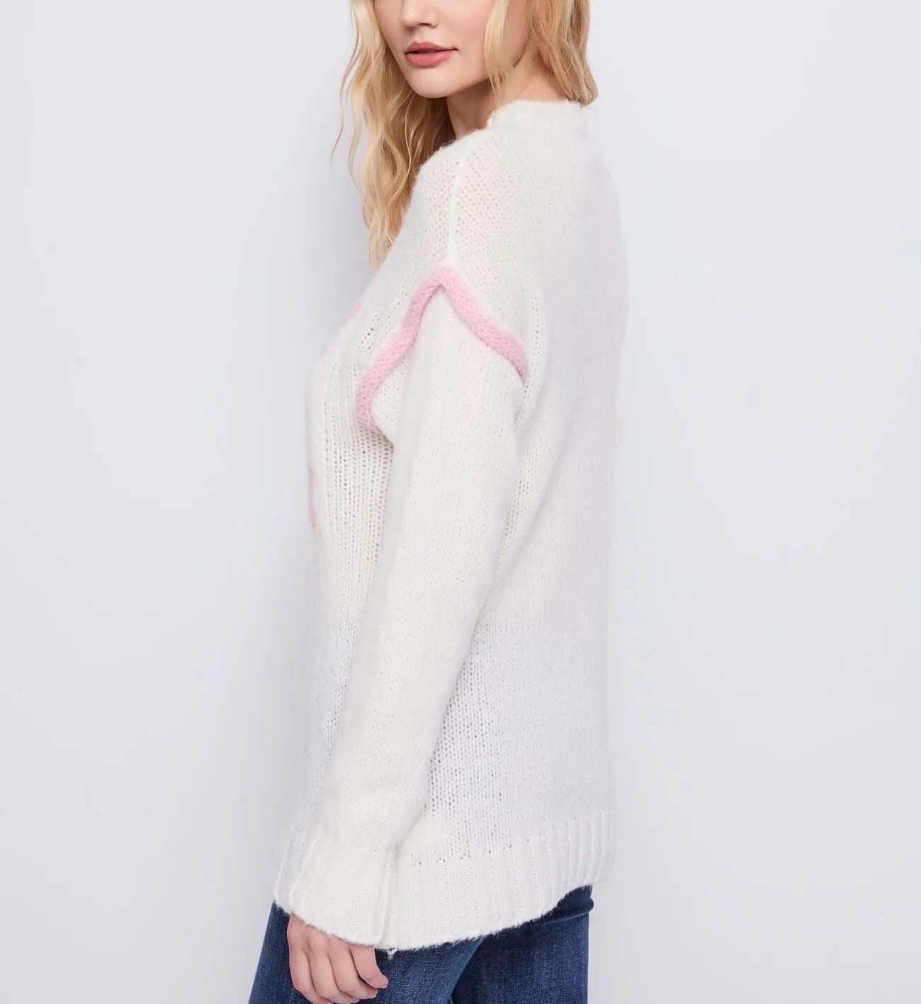 DENNY ROSE ホワイトモヘアニットピンクロゴふんわりざっくりセーター