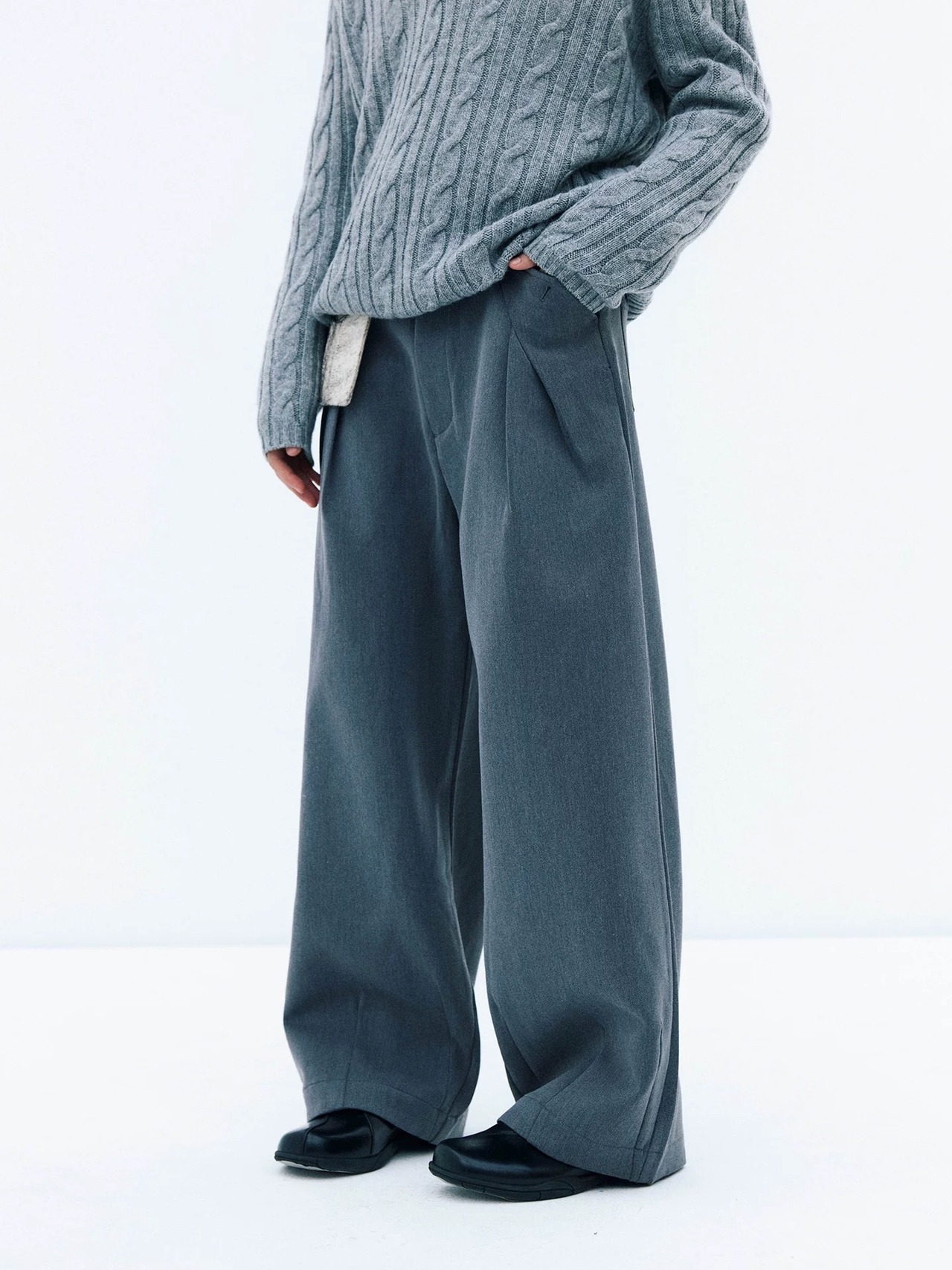 NORYBRAND Pleated A-line Wide Trousers