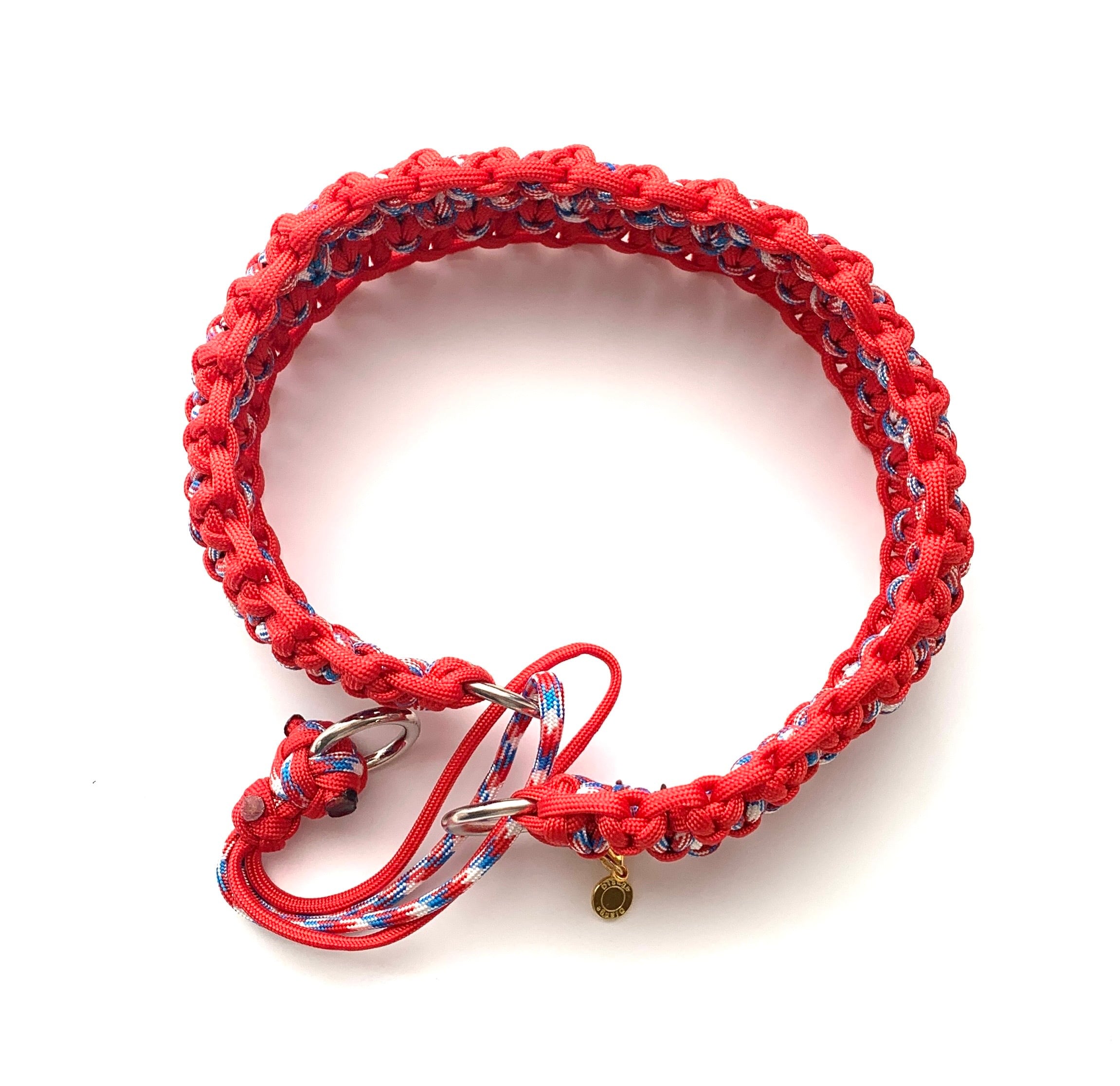 55cmパラコード紐アクセサリー編み玉留めハーフチョーク 赤x