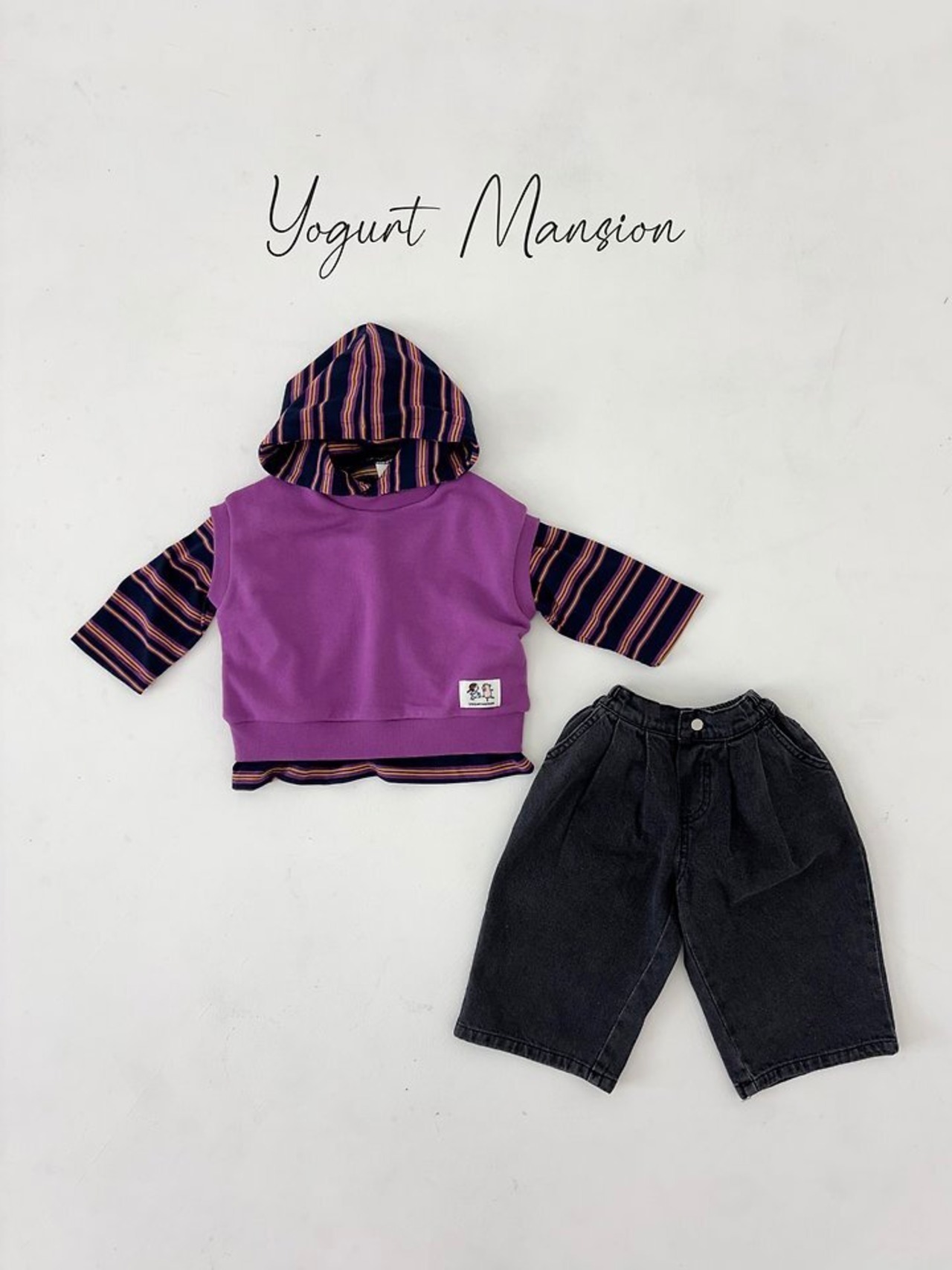 韓国子供服 / 26Autumn / 〖取寄〗Yogurt Mansion / みつばちフード / キッズ服 *XS~JM*