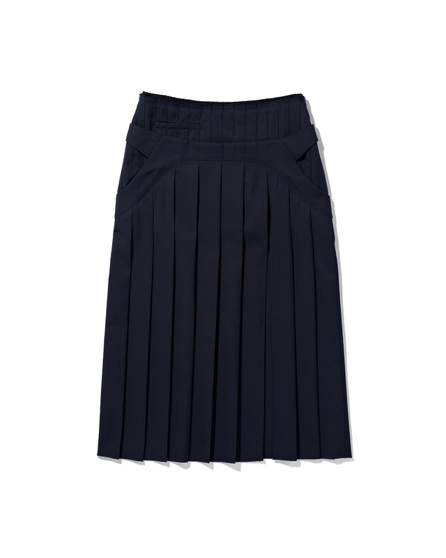 [MSCHF] LAYERED PLEATED MAXI SKIRT_DEEP NAVY ミスチーフ 正規品 韓国ブランド 韓国ファッション 韓国代行 韓国通販 mischief 日本 店舗