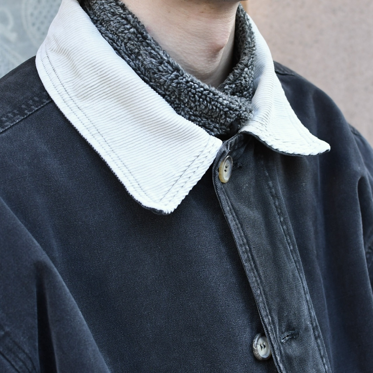 corduroy collar fade black duck coverall