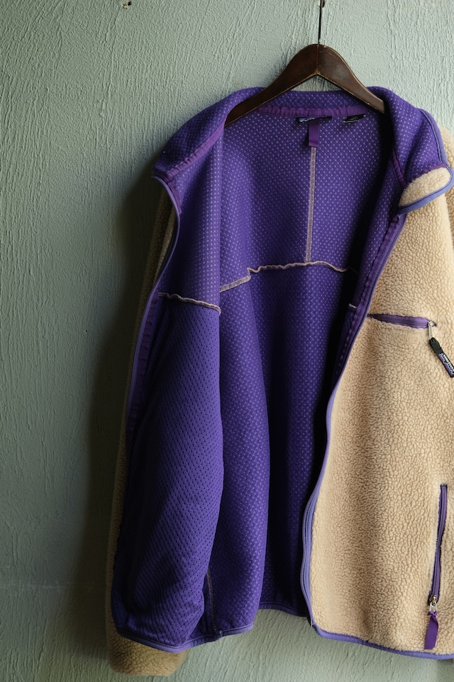 Utah/90's "patagonia" retro cardigan/made in usa/natural,purple