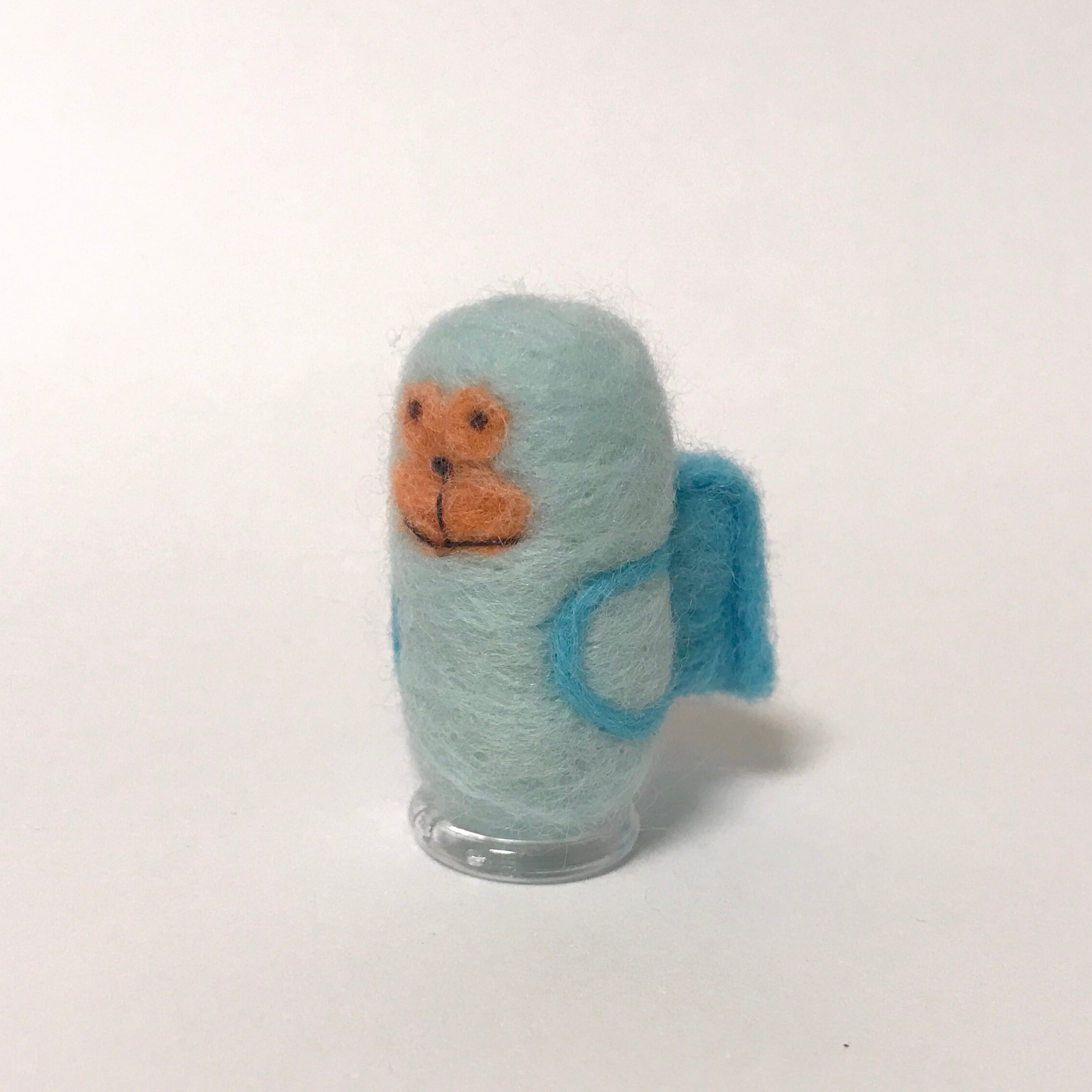 入学祝い！羊毛フェルトキーホルダー水色ランドセル＆水色1年生おサル