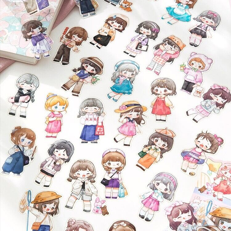 女の子系シール きらきらの小さな世界シリーズ 4種類 30枚 海外製 人型