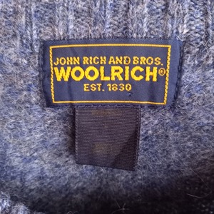 ウールリッチ　フルジップ　カーディガン　ノルディック柄　ブルー　L