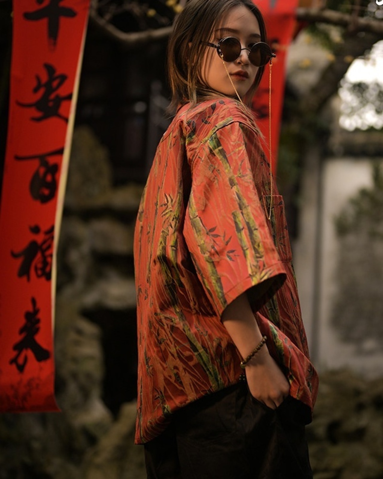 Bamboo leaf shirt 2color 【G1138】
