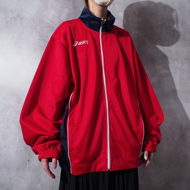 XXL asics bi color × white piping loose track jacket