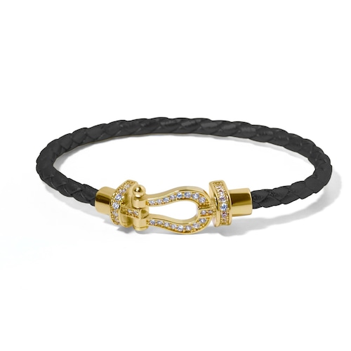 Eternal Bond Leather Bracelet（ブラック×ゴールド）
