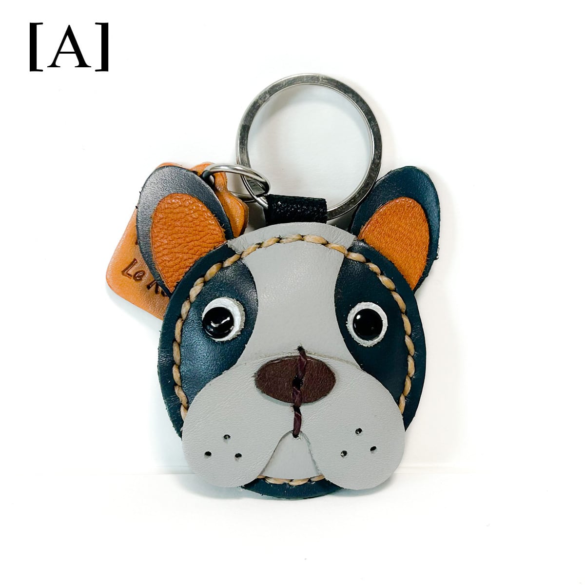 本革 キーホルダー アニマル （犬 フレンチブルドッグ）動物 レザー