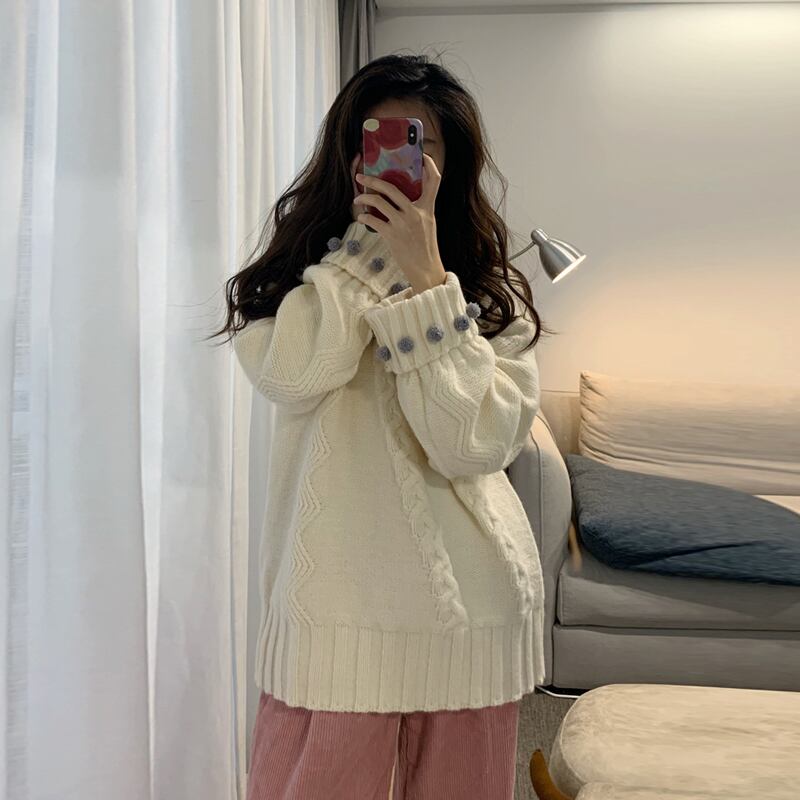 ニットセーター スプリングオータムルーズスタンダードレディース レトロ 春物 秋物 試着室68783393604