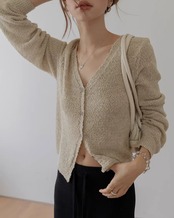 V-Neck long sleeve short knit Cardigan L0166