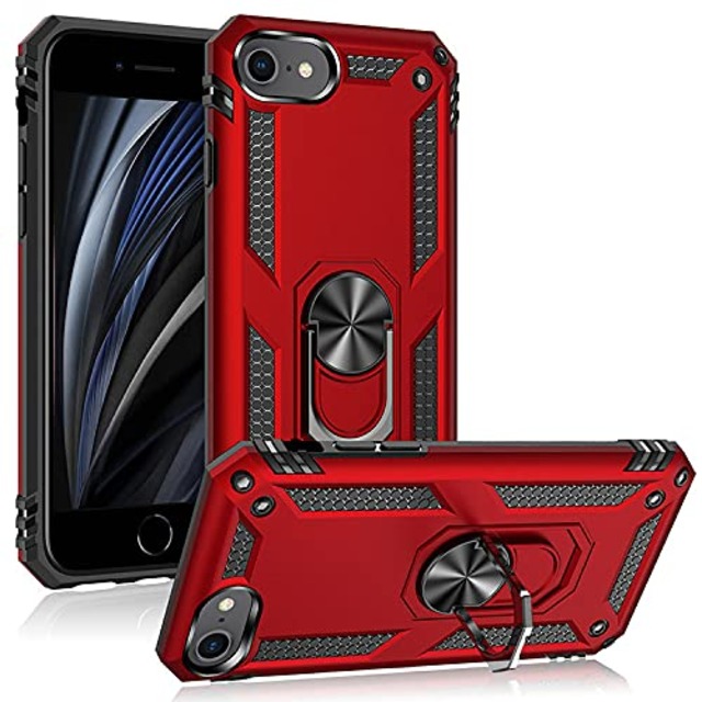 DINGXIN リングケース iPhone SE 第3世代 iPhone se 第2世代 iPhone7 iPhone8 対応 米軍MIL規格取得 耐衝撃 薄型 軽量 アイフォン se 第3世代 対応 リング付き 360度回転 スタンド機能
