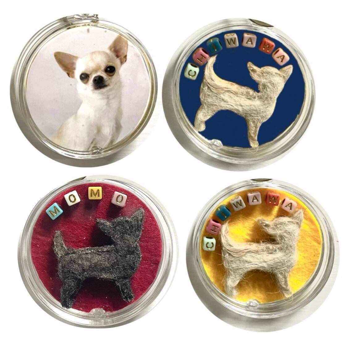 犬型シルエットキーホルダー（チワワ風）ペットの毛で作るキーホルダー