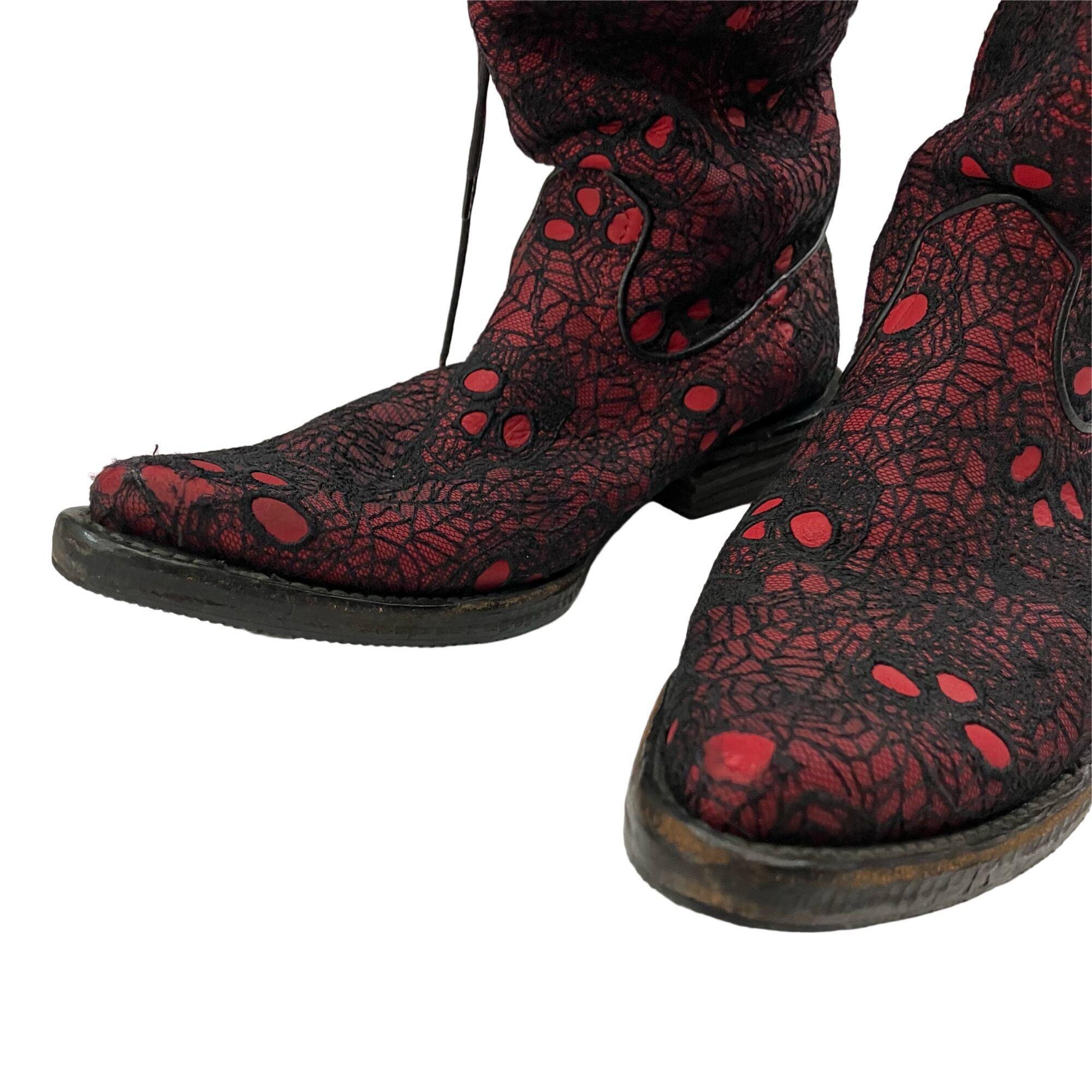 VINTAGE NUMBER (N)INE Spider skull embroidery laceup western boots