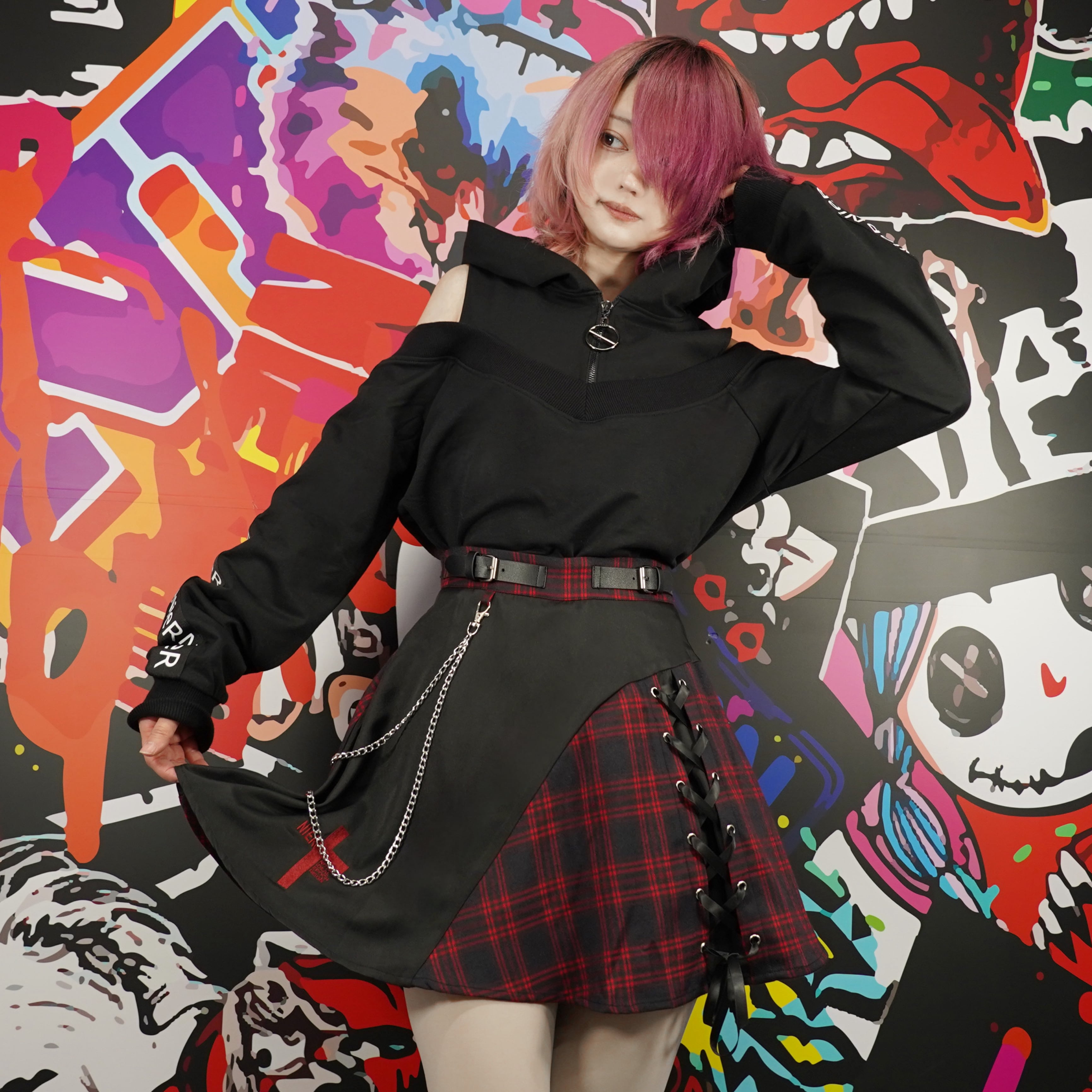 先着55点限定40%OFF》GOTHIC RED CHECKインパン付きスカート【取り外し