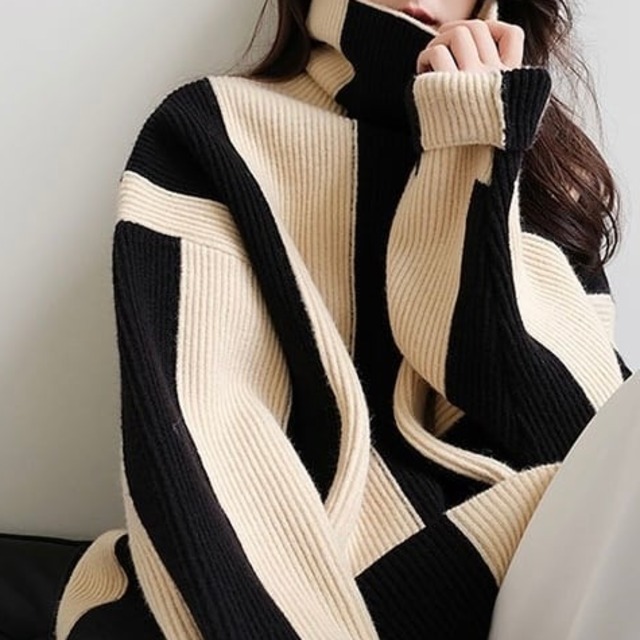 big stripe turtleneck knit 10327