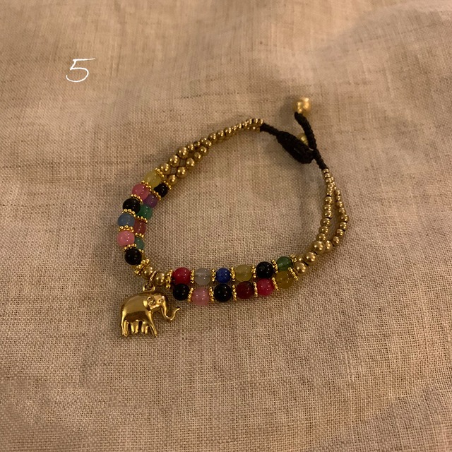 「予約販売」Somedayifタイの瑪瑙＆子象ビーズブレスレット 7s