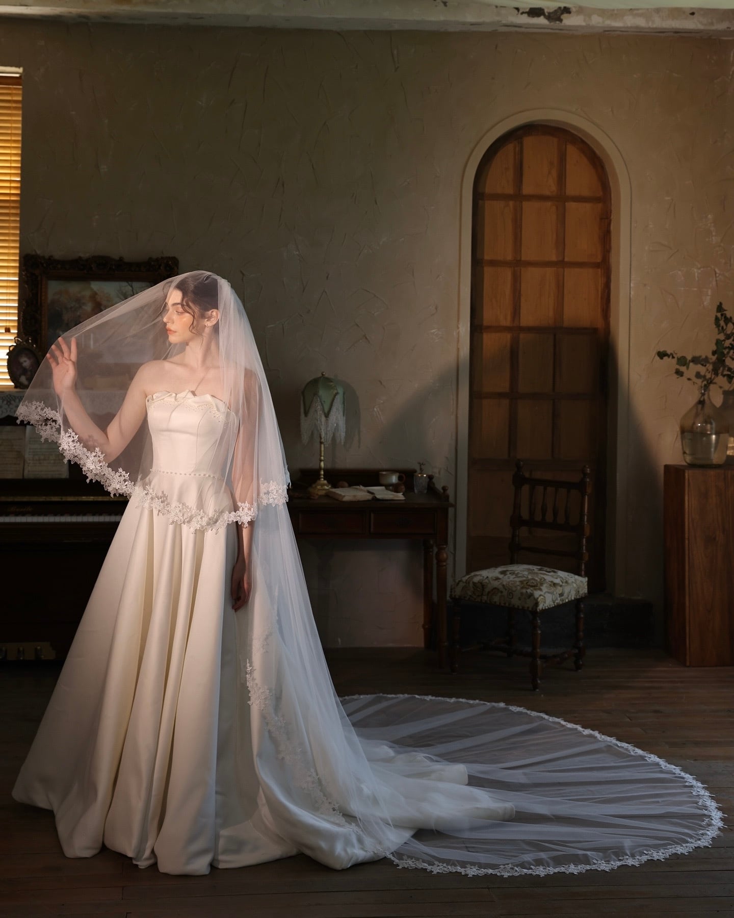 フラワーレースロングベール【VL2511-06】