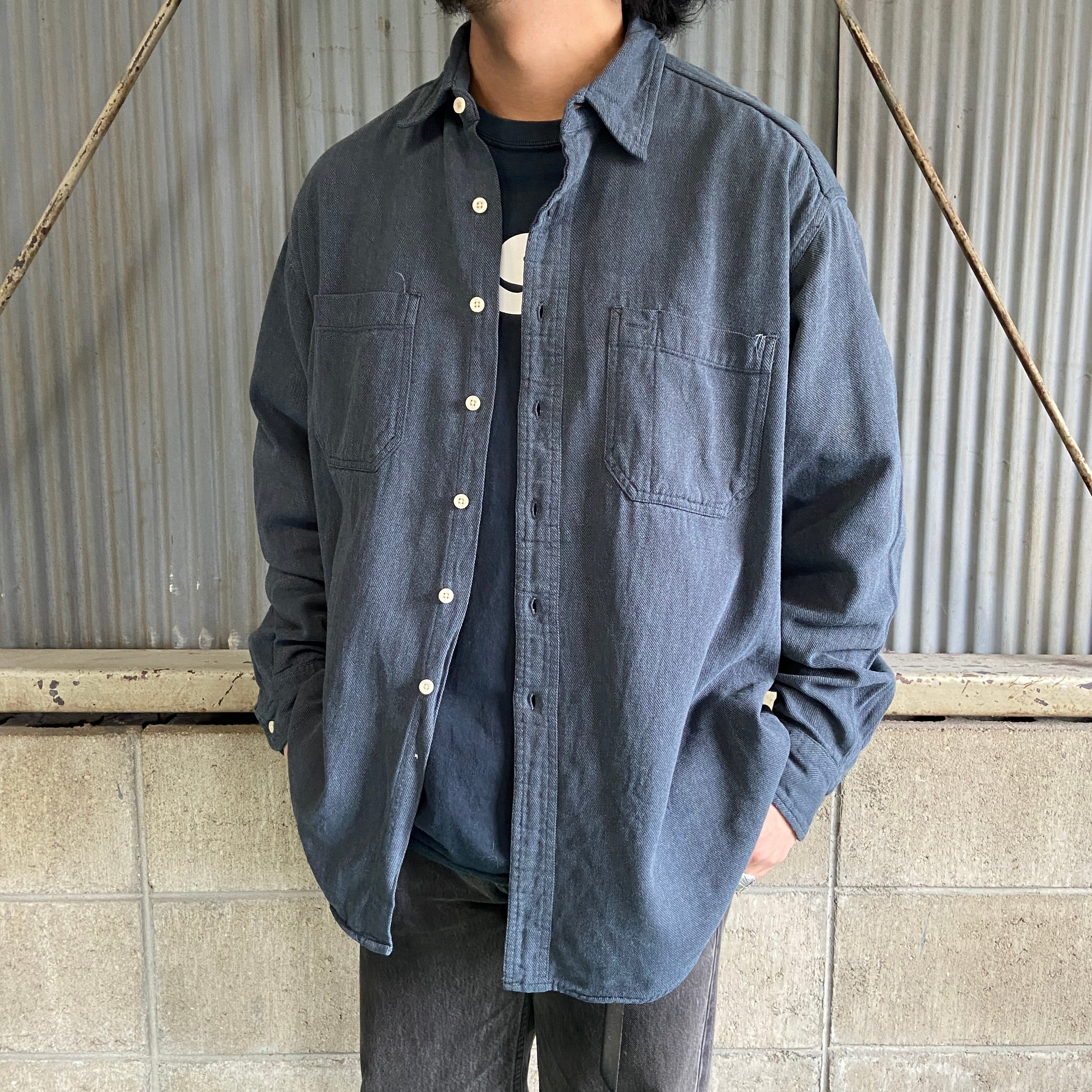 90年代 OLD GAP オールドギャップ コットンツイル 長袖シャツ メンズL相当 古着 無地 90s ビンテージ ヴィンテージ  グレー【長袖シャツ】【3anniv】 | cave 古着屋【公式】古着通販サイト