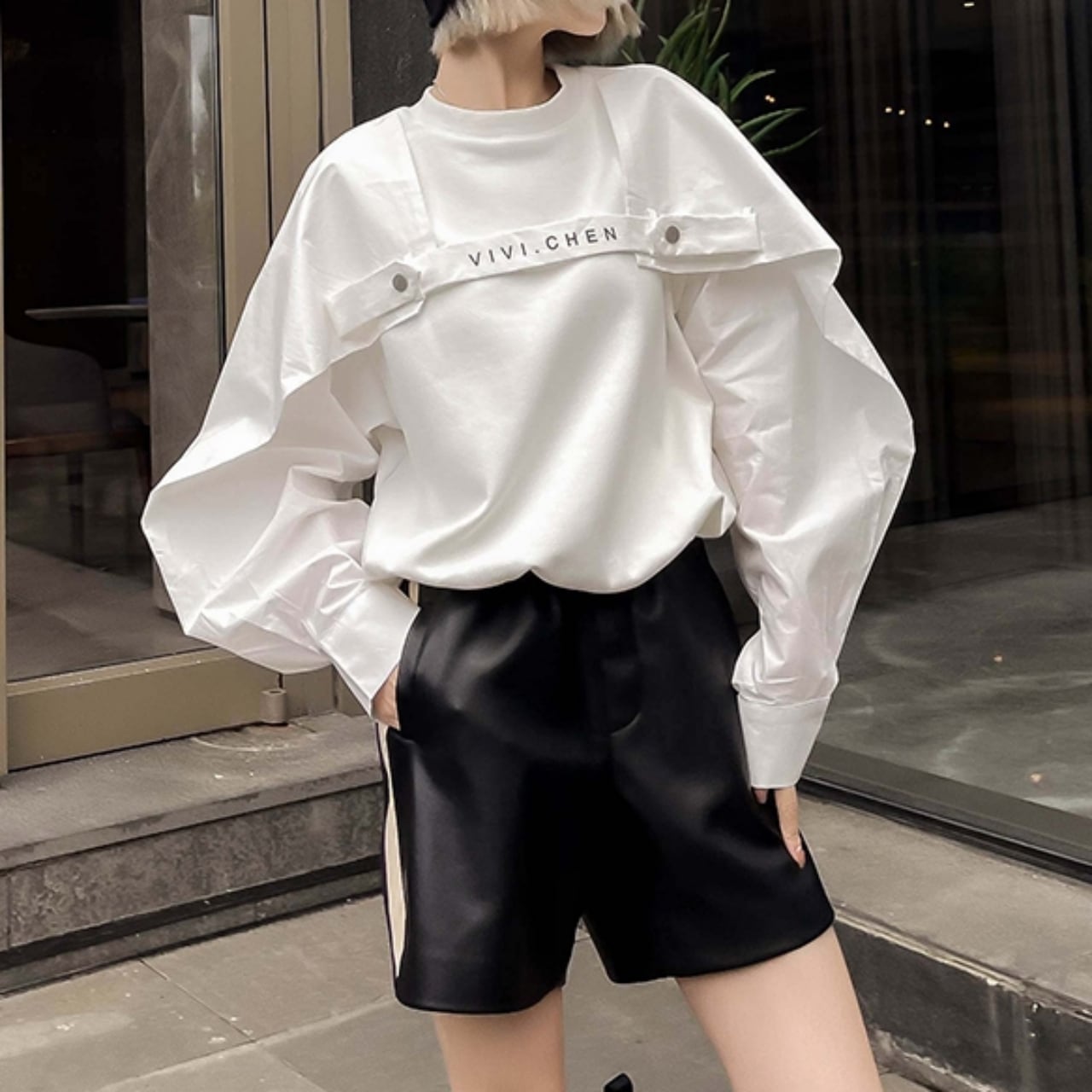Balloon Sleeve Oversized shirt 00788