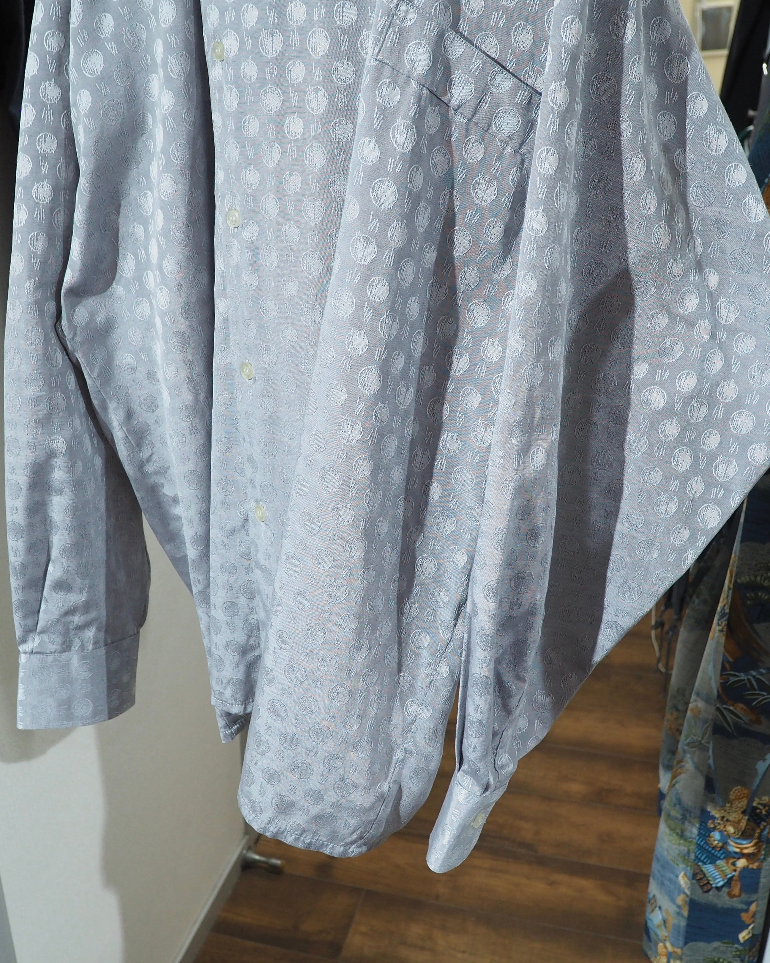 Dot Embroidery × Oblique Deformation vintage Over silhouette Shirt