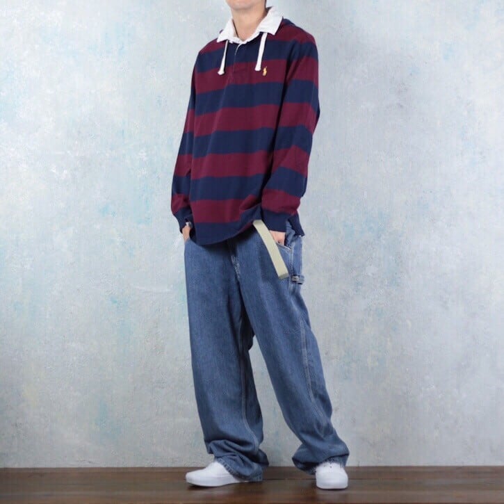 Polo by Ralph Lauren フーデッド ボーダー柄 ラガーシャツ 【FF-2885