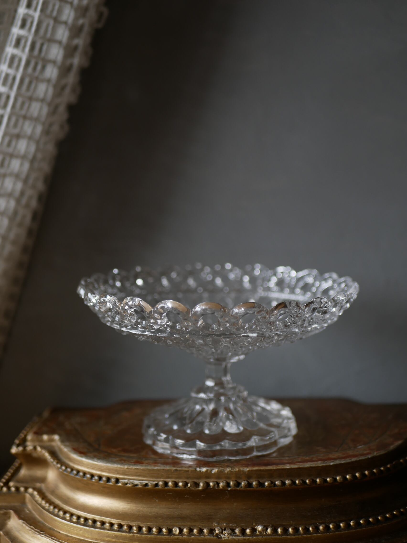 ガラスのコンポティエ フルーツスタンド フランスヴィンテージ テーブルウェア