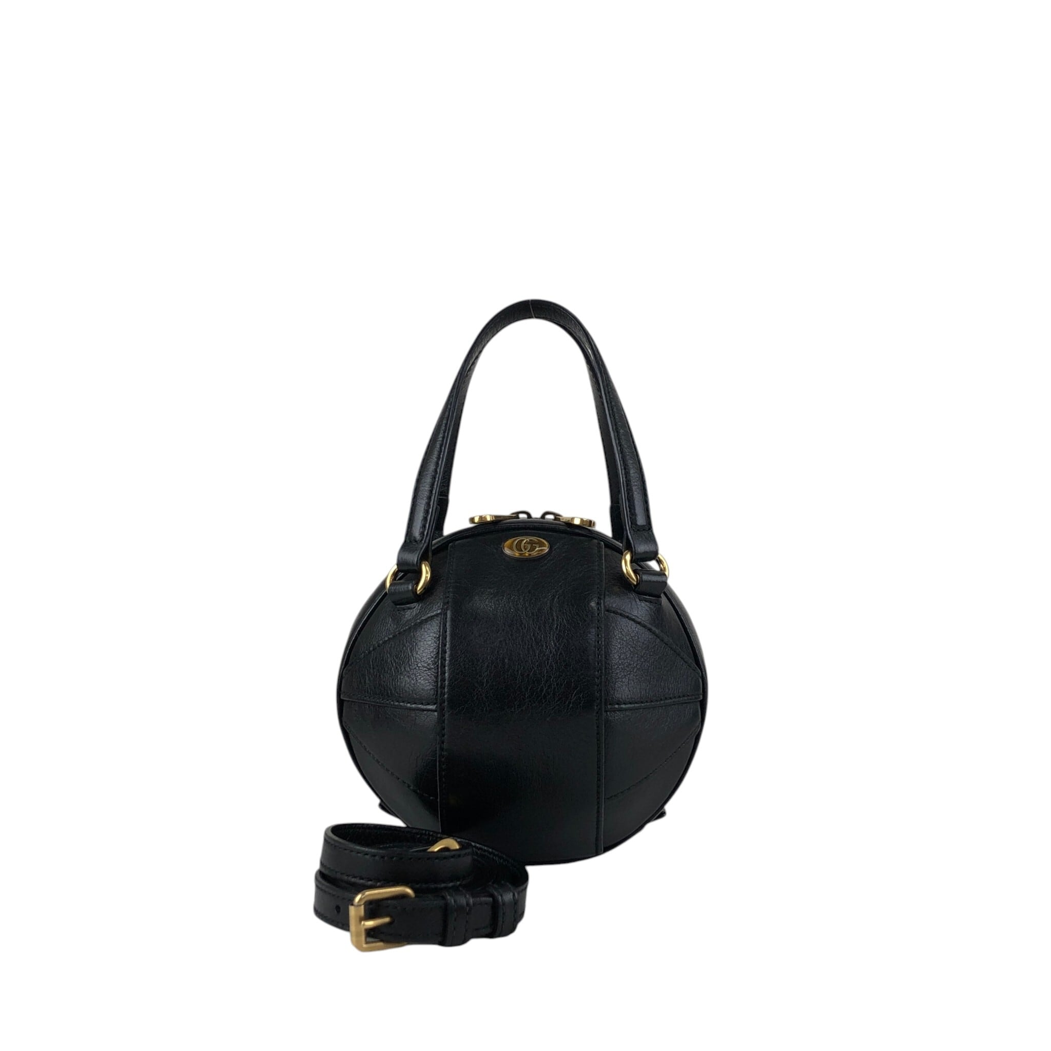 GUCCI グッチ ショルダーバッグ ブラック GGロゴ レザー ラウンド
