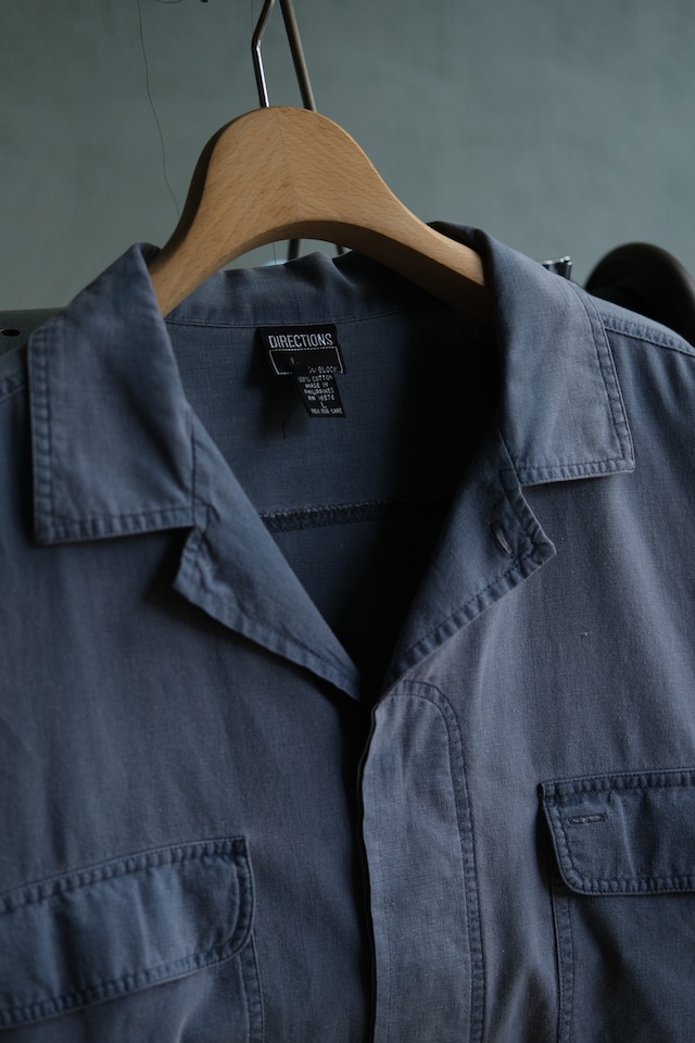 Utah/ "DIRECTIONS" open collar short sleeve cotton shirt