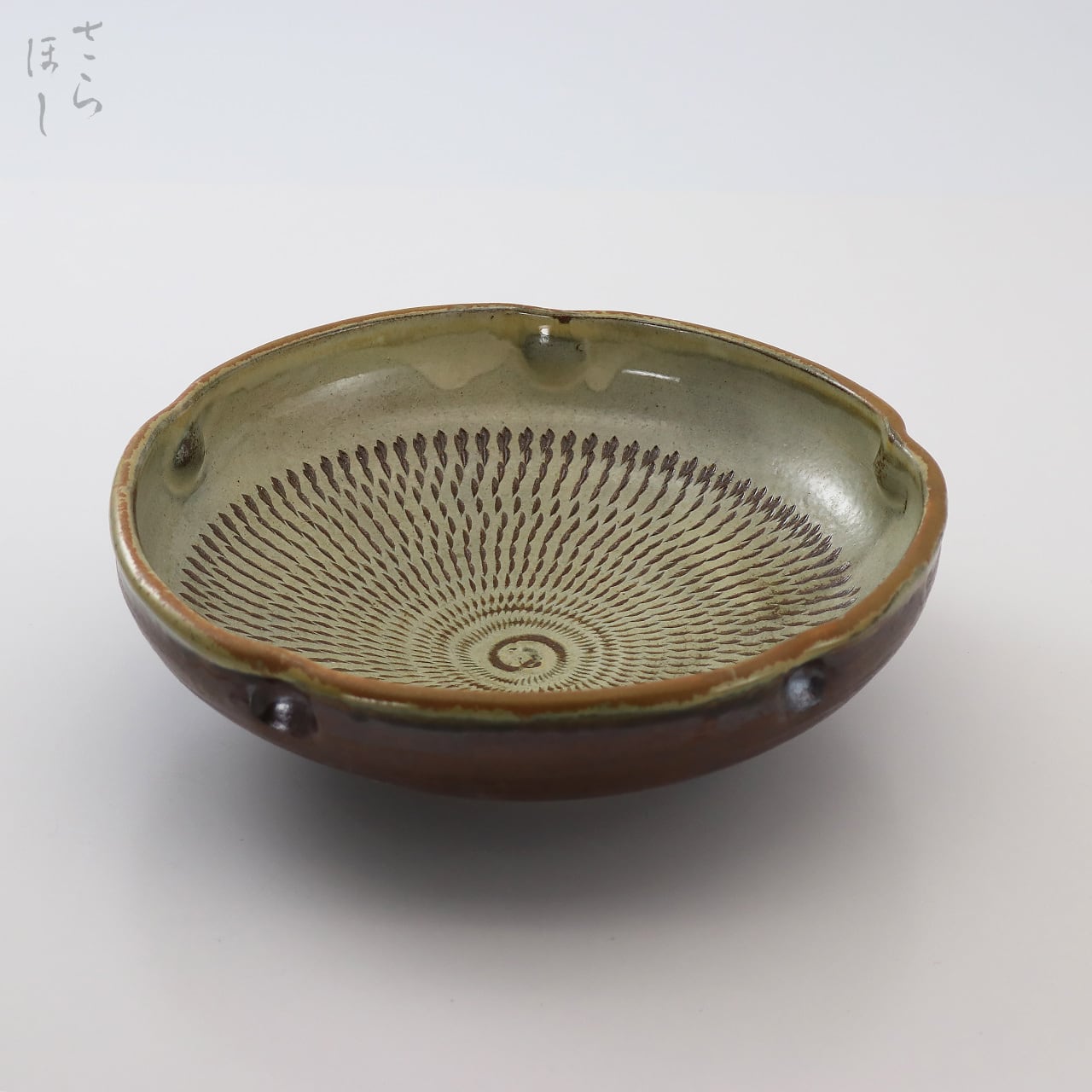 小鹿田焼 小袋窯 7寸梅鉢 飛びかんな 幅約22cm 陶器 和食器 民藝