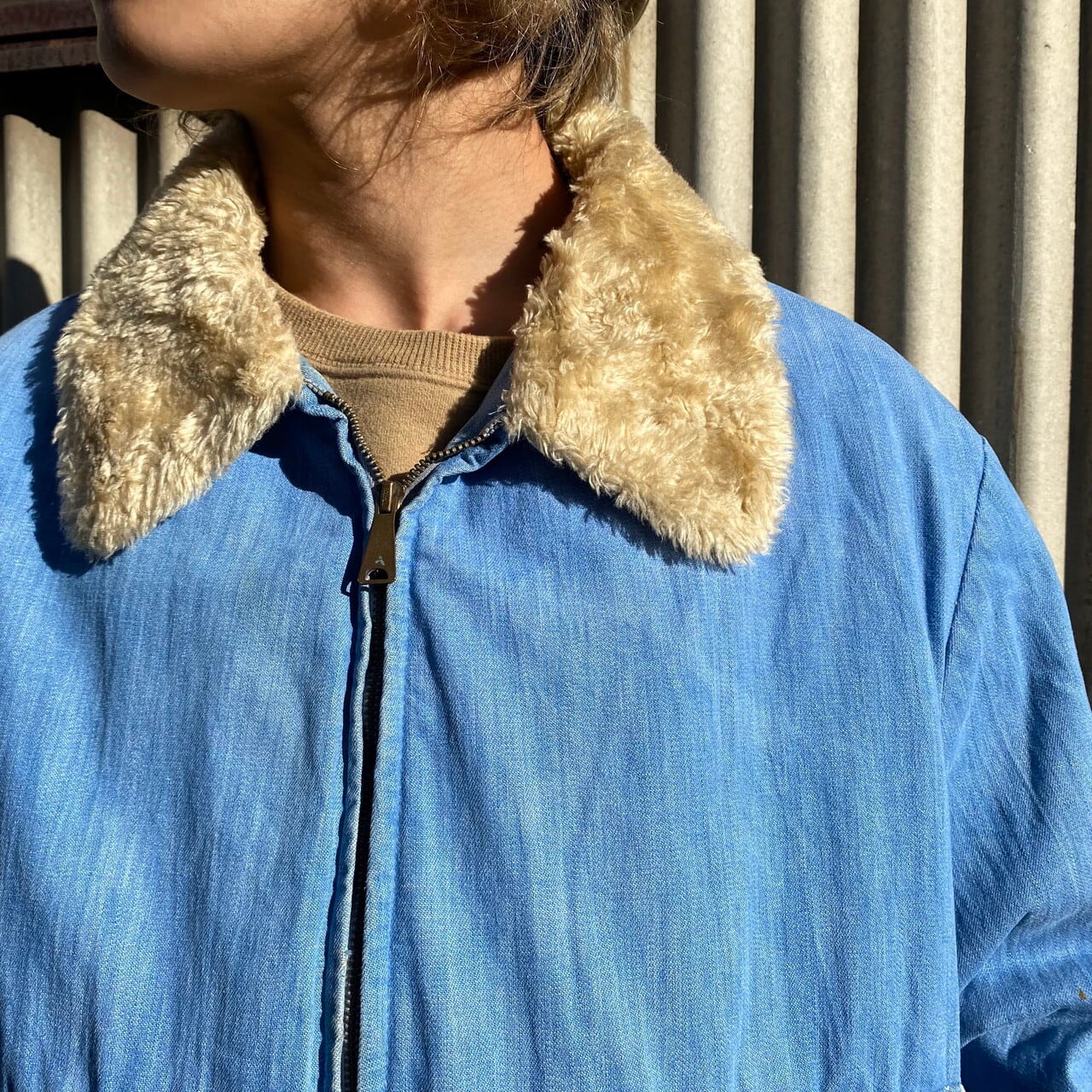 ビッグサイズ 70年代 OUTERWEAR from Sears シアーズ ボアカラー アイスブルー デニムブルゾン メンズ2XL 古着 70s  ビンテージ ヴィンテージ 襟ボア キルティングライナー 水色 大きいサイズ【デニムジャケット】【VTG】 | cave 古着屋【公式】古着通販サイト