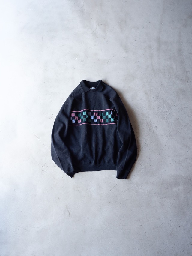 "WI" '80s vintage Black wool 6 colors linen knit