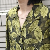 botanical pattern open collar shirt