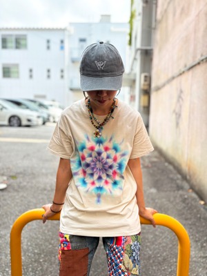 タイダイ Tie-dye  Tシャツ Mサイズ 曼荼羅 ベージュ Hippies Dye HD26-30