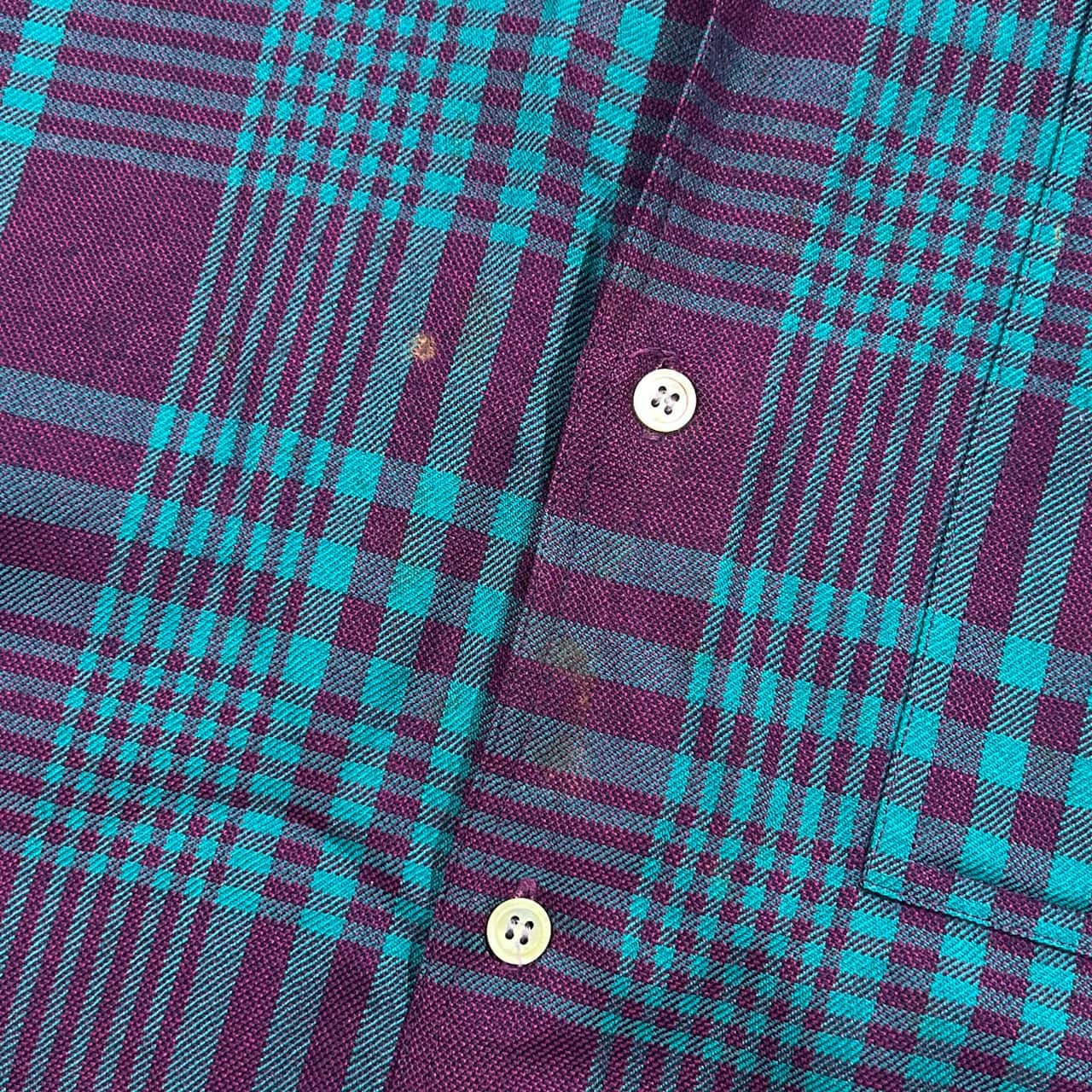 vestopia ベストピア チェック 長袖シャツ M/グリーン×赤紫系 メンズ