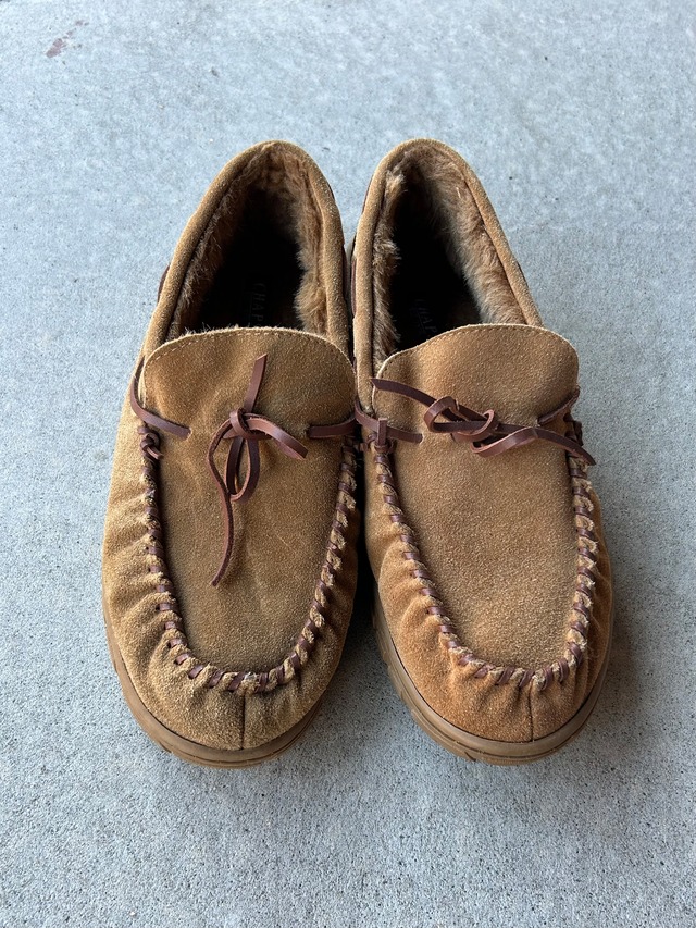 CHAPS RALPH LAUREN suede moccasin US9.5-10.5 slip on shoes チャップス ラルフローレン モカシンシューズ スウェード ブラウン